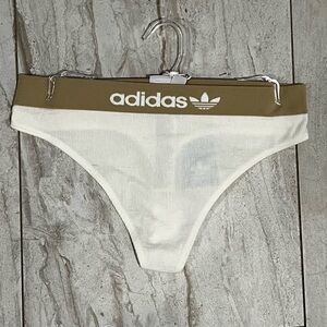 Adidas Ribbed White and Tab Stretchy Thong